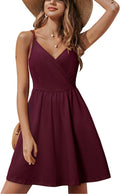 Womens Floral Wrap V Neck Midi Sundress - Casual Beach A-Line