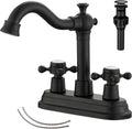 GGStudy Bathroom Faucet Matte Black 2 Handles 4 in Centerset - High
