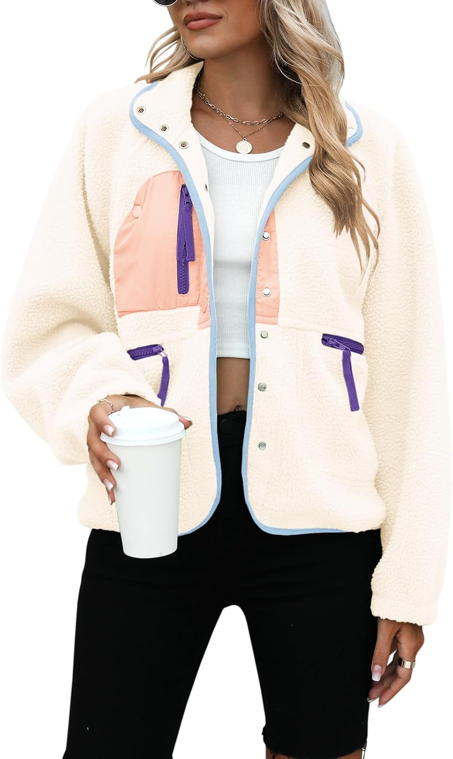 Yanekop Womens Fleece Jacket - Cozy Sherpa Winter Outerwear