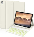 kenke iPad 11/10th Gen Case with Keyboard Cream - Backlit Keys