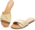 Women's Flat Sandals Fashion Slides with Soft Leather Slippers - Sizes