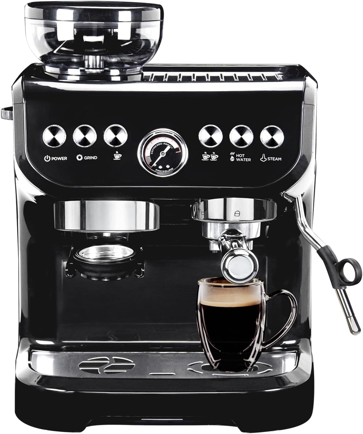 MIROX Espresso Machine: 15 Bar, Milk Frother & Grinder