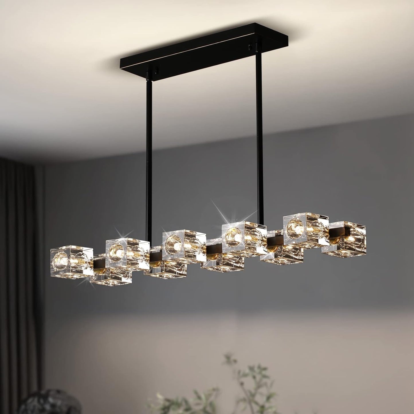 Modern Crystal Chandelier Semi Flush Mount Light Fixture for Dining