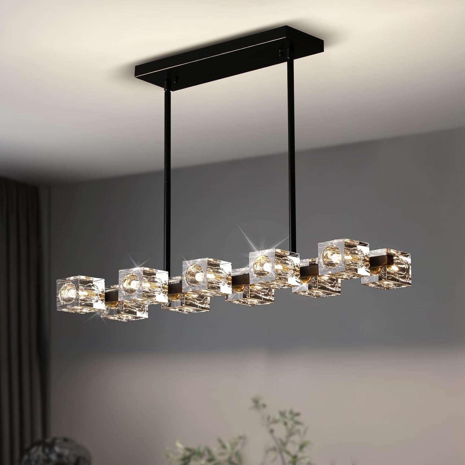 Modern Crystal Chandelier Semi Flush Mount Light Fixture for Dining