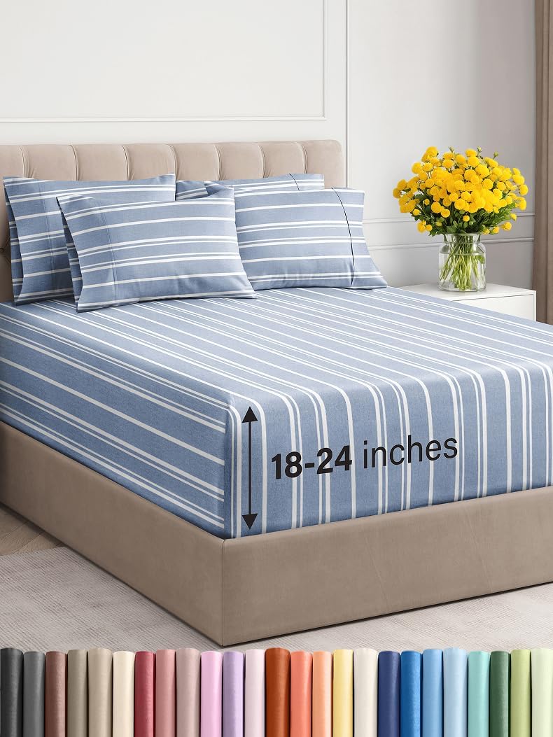 Extra Deep Queen Sheet Set - 6 Piece Breathable and Cooling