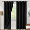 100% Blackout Curtains 52 x 84 in, 2 Panels - Black Thermal Insulated
