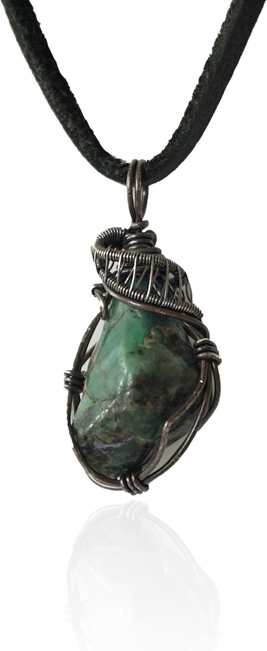Raw Sapphire, Emerald, Ruby & Opal Pendants in Silver Necklace