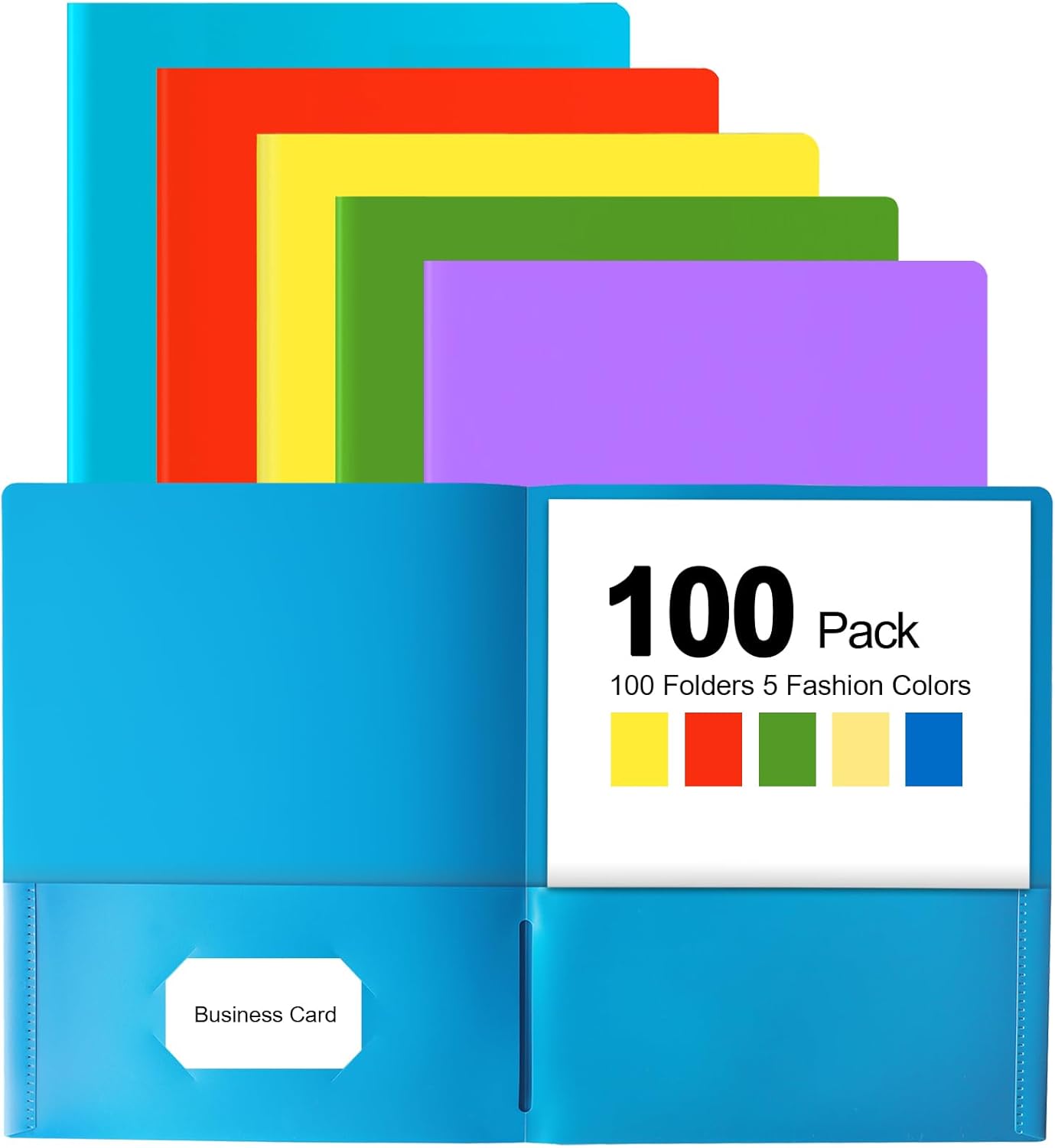 HABGP 100 Pocket Folders for Office, School, and Business Use