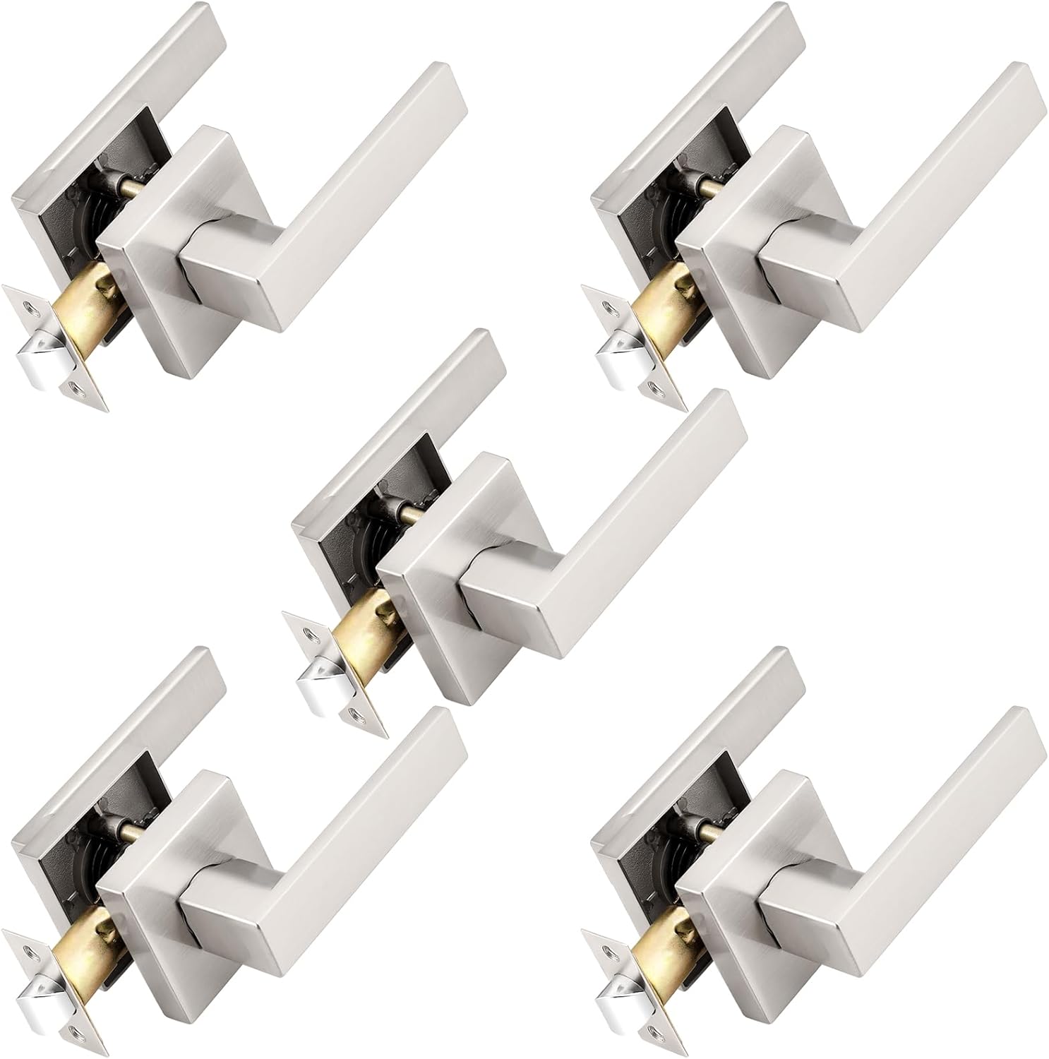 Probrico Square Passage Door Levers Set for Hall or Closet
