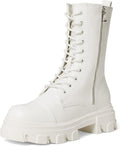 DREAM PAIRS Women's Mid Calf Lace-Up Combat Boots with Chunky Sole