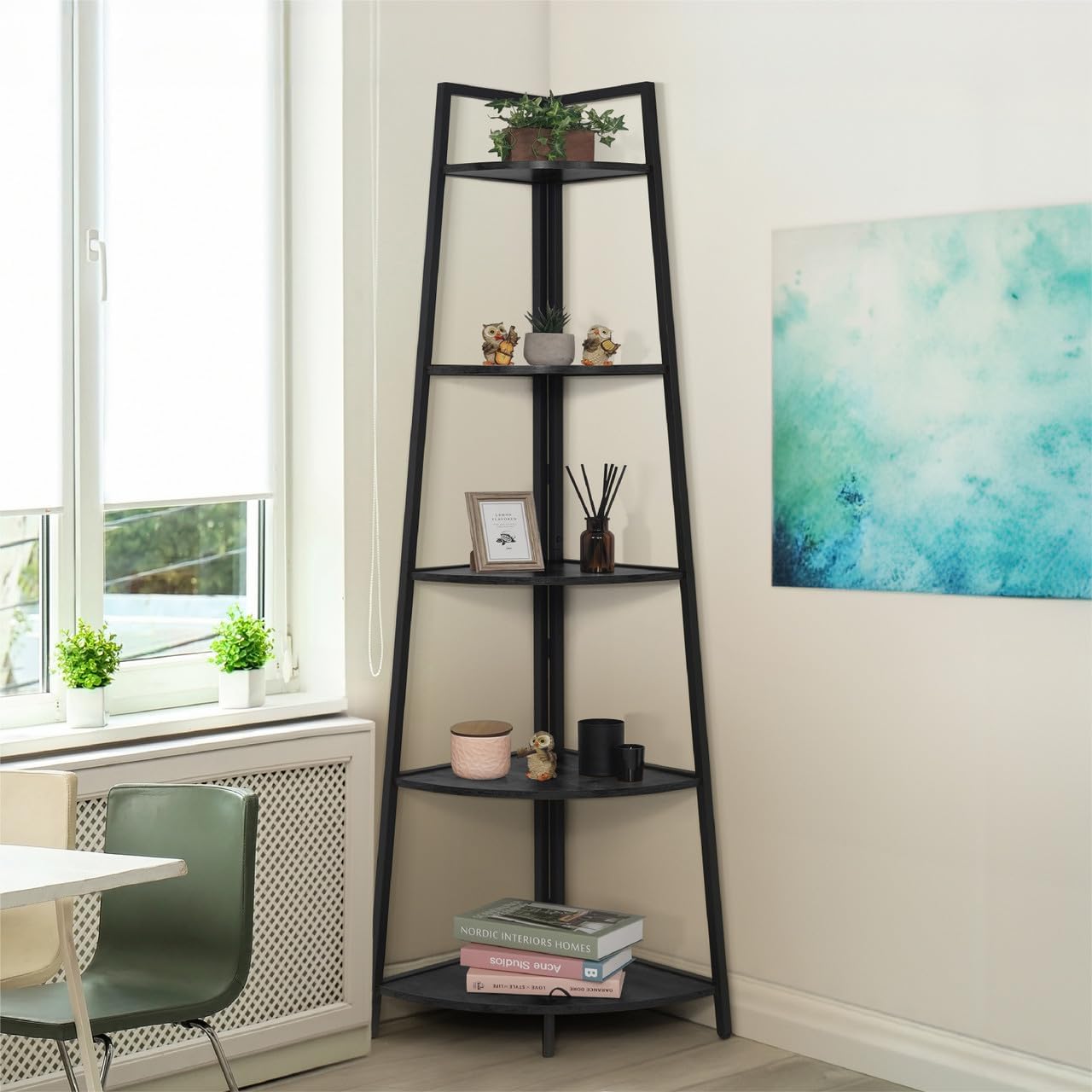 CAPHAUS Tall Corner Shelf Stand for Stylish Home Storage Needs