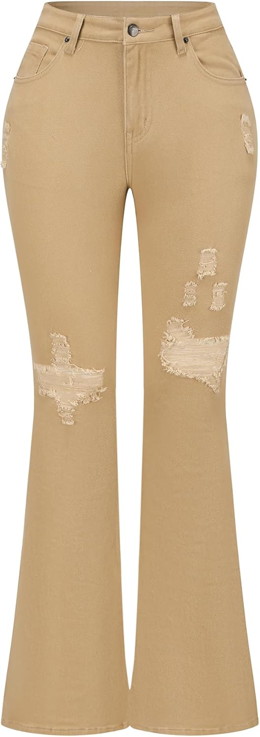 Womens Stretchy Mid Rise Flare Jeans for Trendy Style