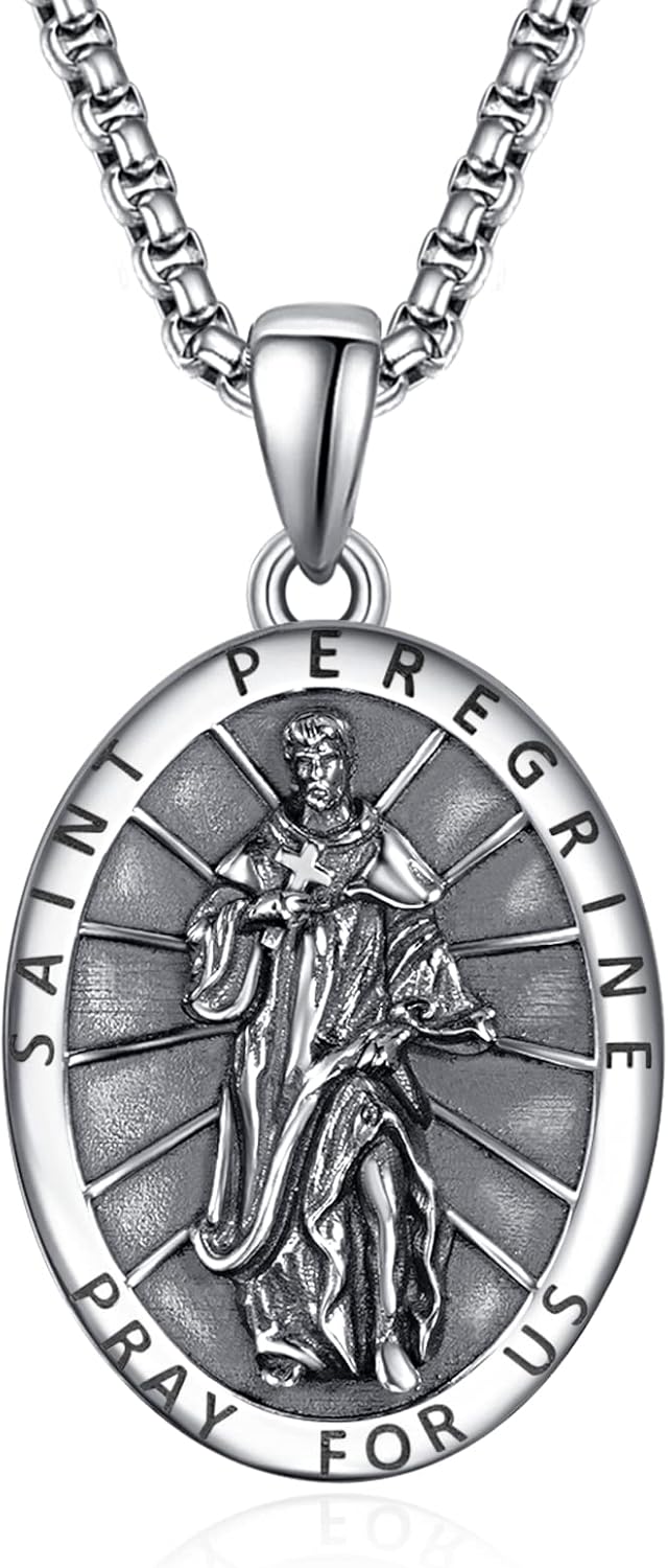 925 Sterling Silver Patron Saint Medals Amulet Necklace for Men