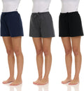 Essential Elements 3 Pack Women's 100% Cotton Pajama Shorts - Everyday