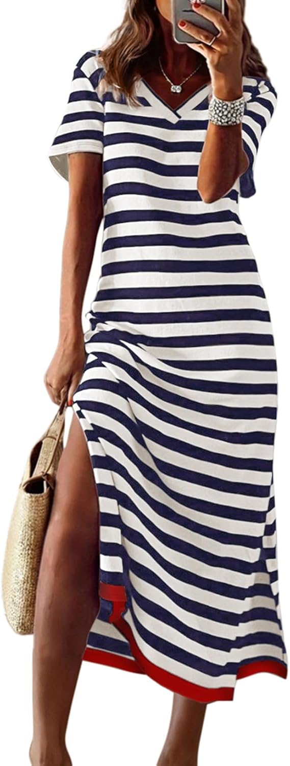 Dokotoo Summer Dress Casual Womens Fashion Short Sleeve Maxi Dress