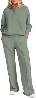 Women Fall 2 Piece Outfits Sweatsuit Set - Cozy Wide Leg Lounge