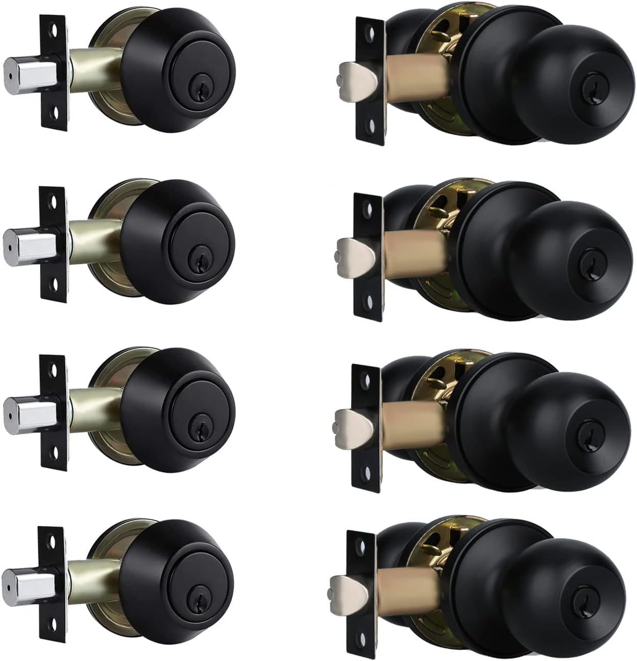 Front Door Lock Set with Deadbolt and Knob, Matte Black Finish