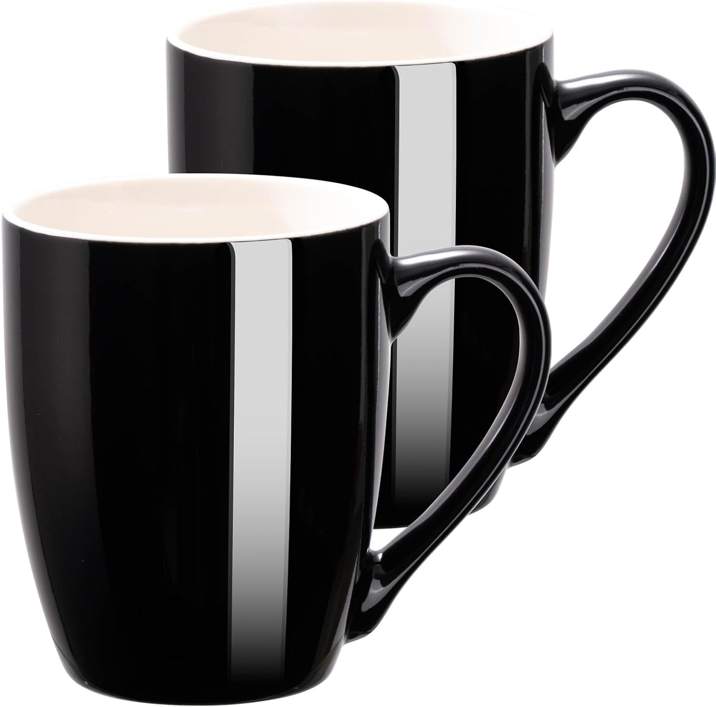 Set of 2 Black Ceramic Mugs - 12 Oz - Microwavable