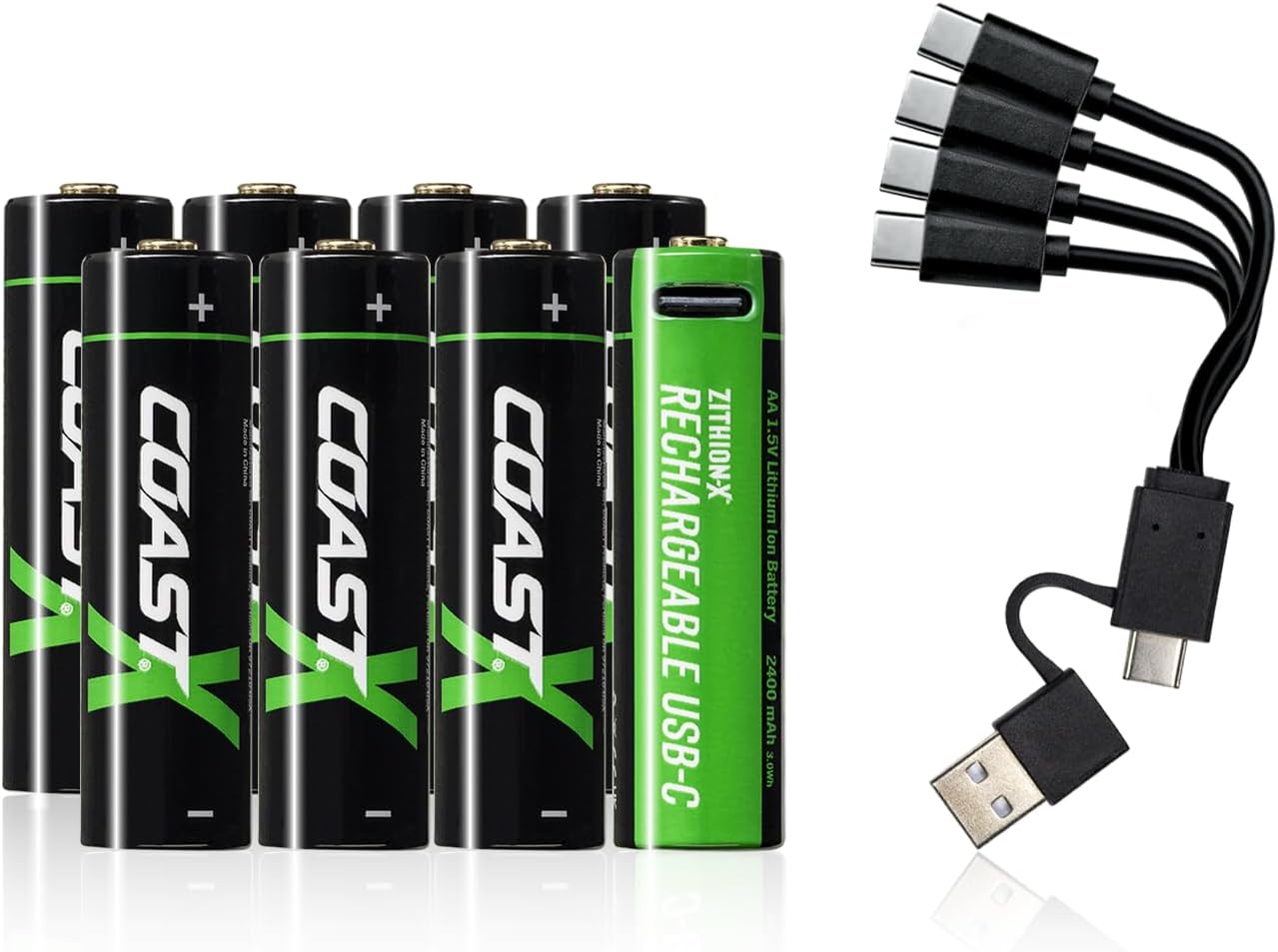 Coast AA USB-C Rechargeable Batteries for Long Lasting Power