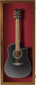 Acoustic Guitar Display Case - Hardwood Walnut Frame with Red Felt