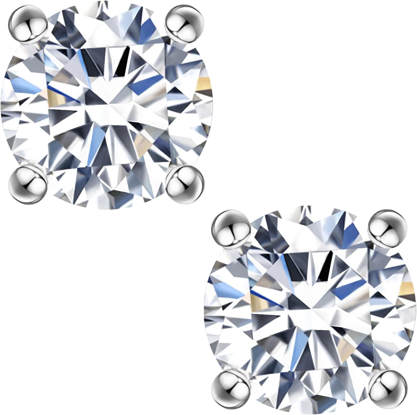 Moissanite Stud Earrings in 18K White Gold Plated Silver