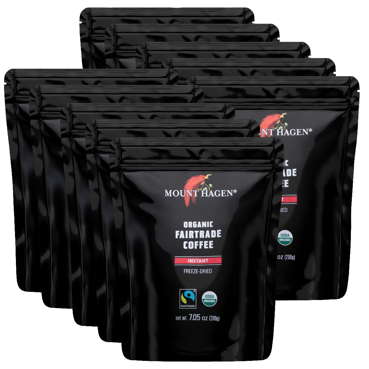Mount Hagen Organic Freeze Dried Instant Coffee - 10 Pack
