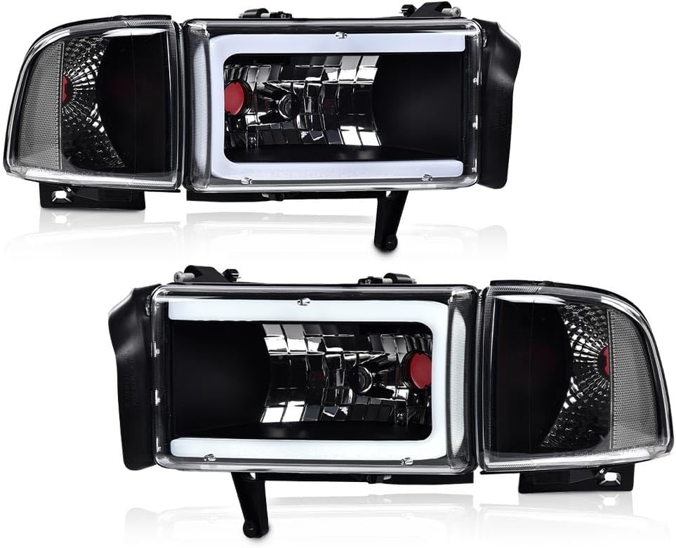 PIT66 LED Light Strip Headlight Assembly for Dodge Ram 1500 1994-2001