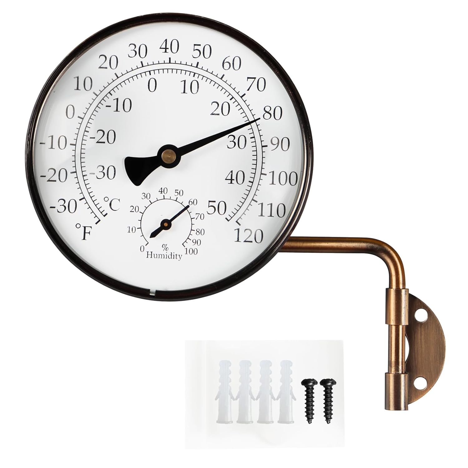 4-Inch Brass Outdoor Thermometer for Patio and Greenhouse Use