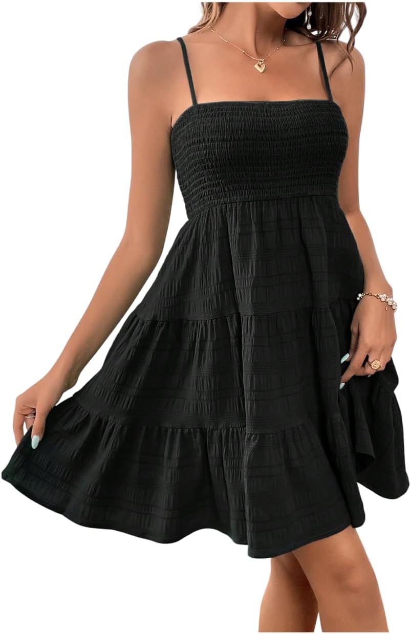 SOLY HUX Women's Sundress Smock Cami Mini Dress for Summer Fun