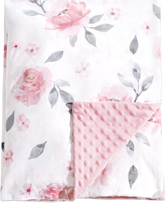 Soft Floral Baby Blanket 30x40 - Double Layer Cozy Comfort