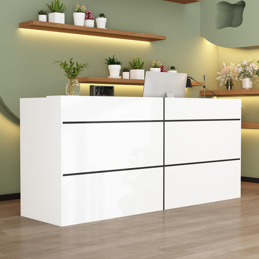 Modern Reception Desk with Shelves for Stylish Office Spaces