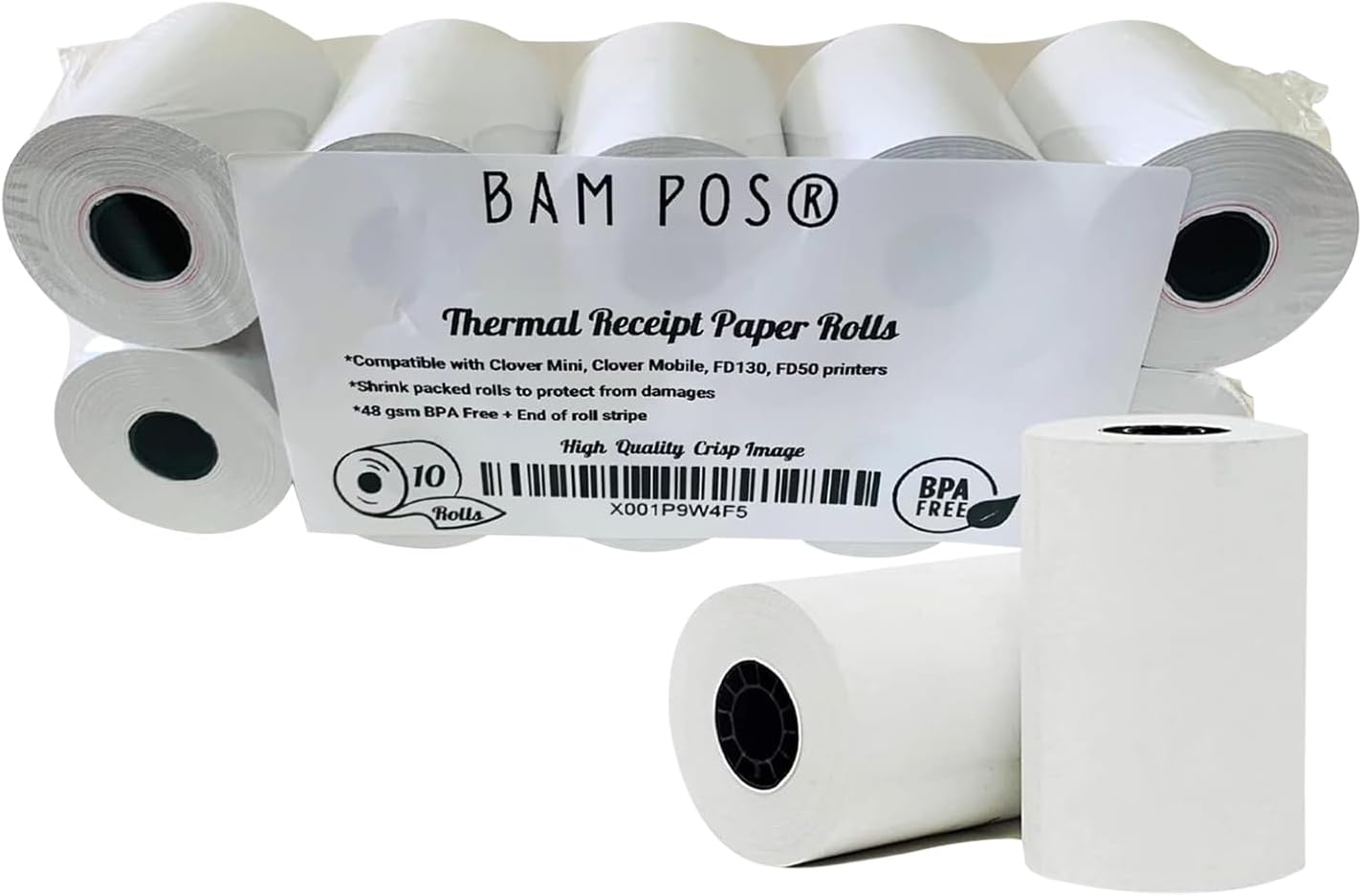 BPA Free Thermal Paper - for Clover, First Data, Verifone - 10 Rolls by BAM POS