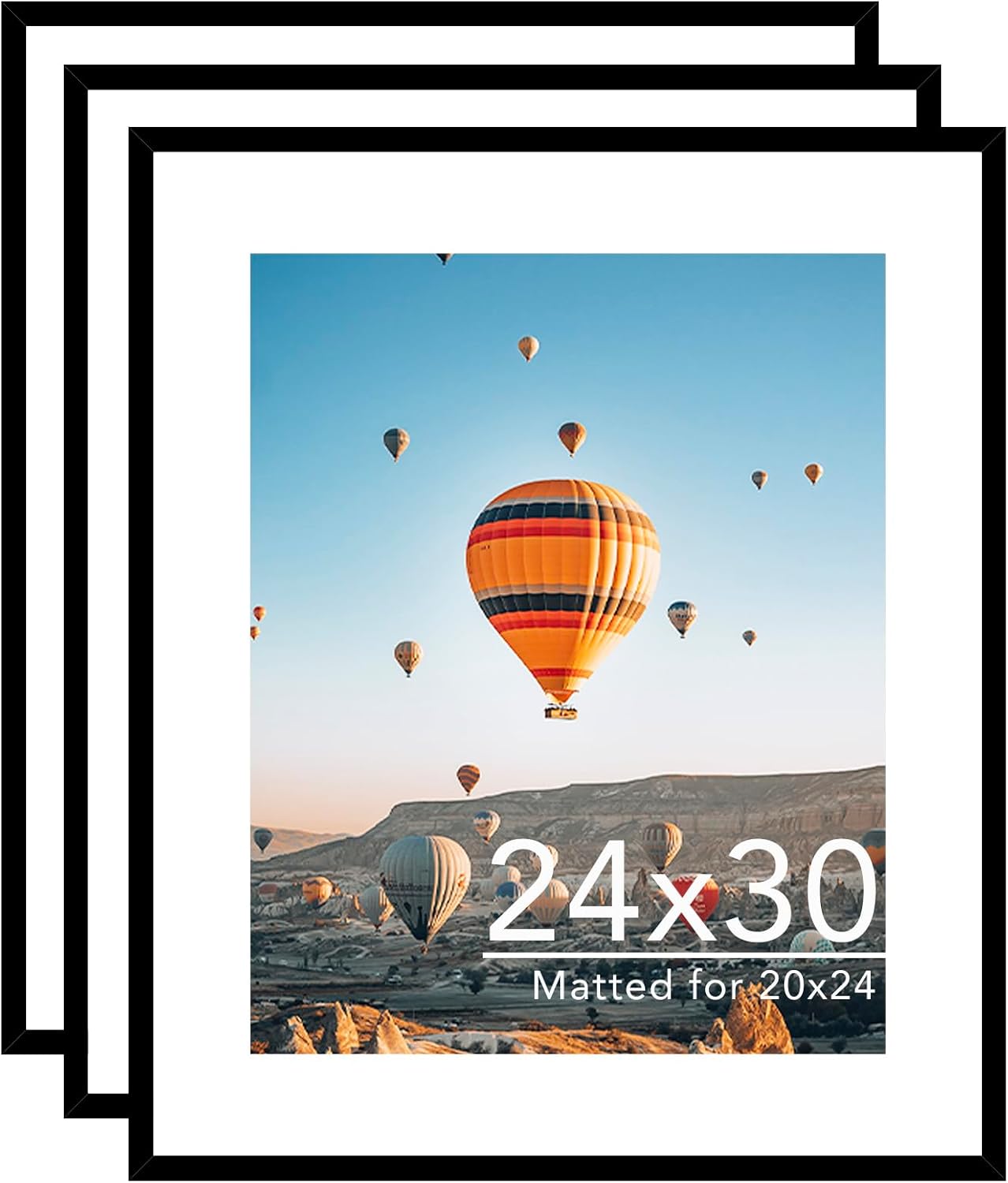 24x30 Picture Frame Set of 3 with 20x24 Mat for Display