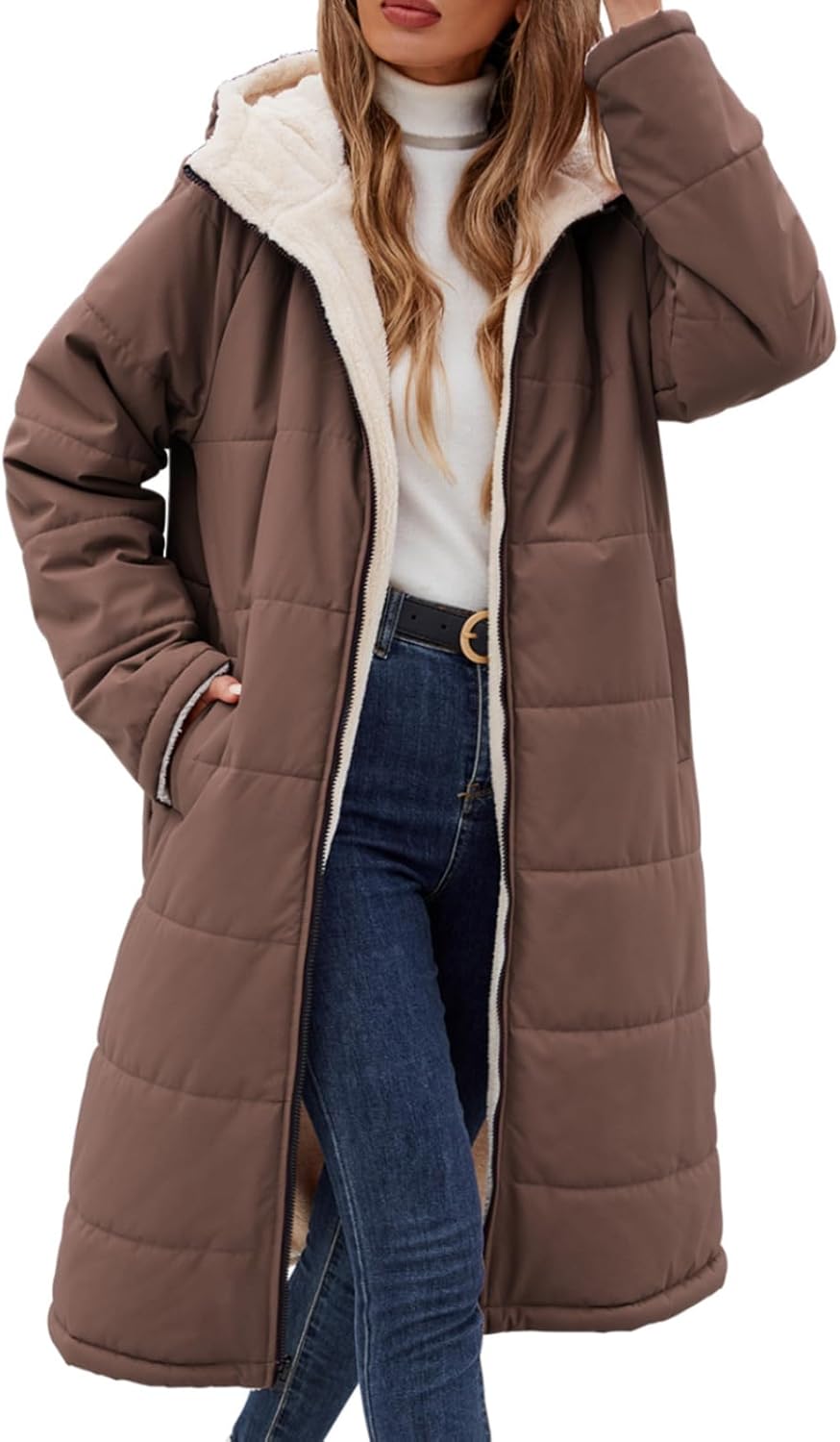 Trendy Puffer Jacket for Women - Yusongirl Long Winter Coat
