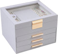 Clear Lid Jewelry Box 4 Layer Jewelry Organizer - Large Capacity