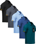 Mens 5 Pack Polo Shirts Short Sleeve - Breathable Athletic Polos