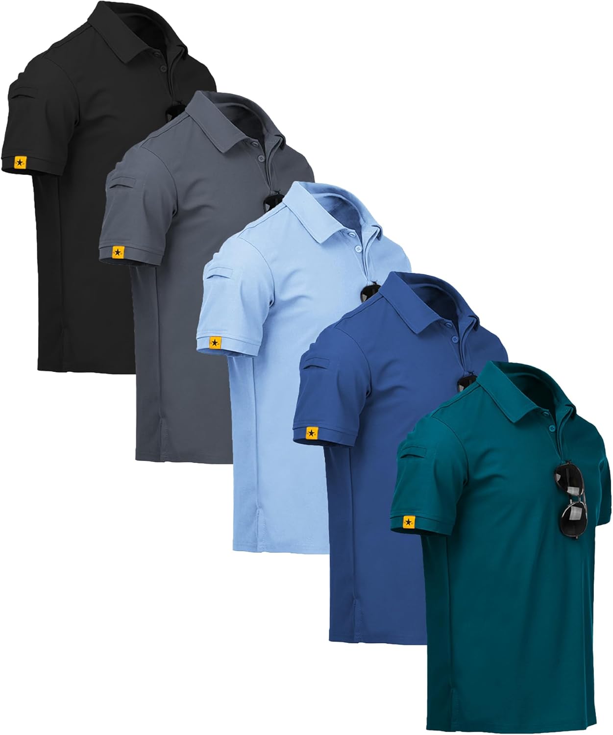 SCODI 5 Pack Mens Polo Shirts for Casual and Athletic Wear