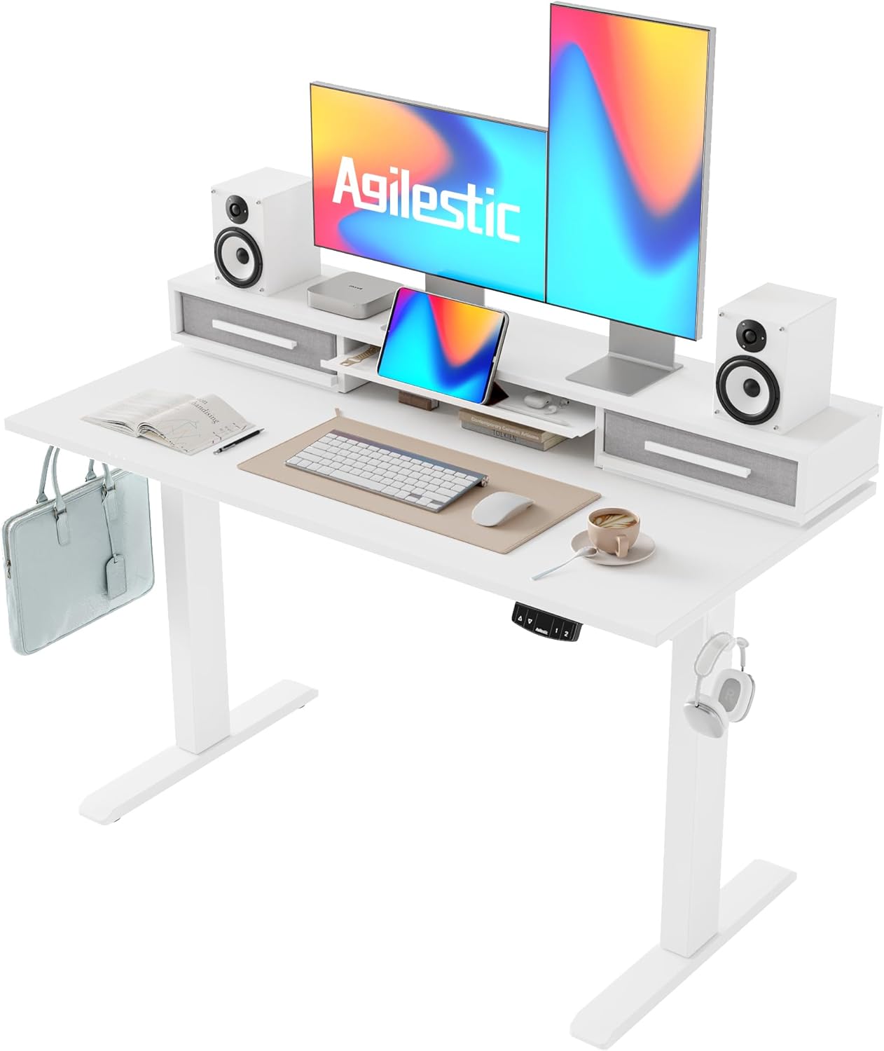 Agilestic 48 Inch Electric Standing Desk with Drawers for Home Office