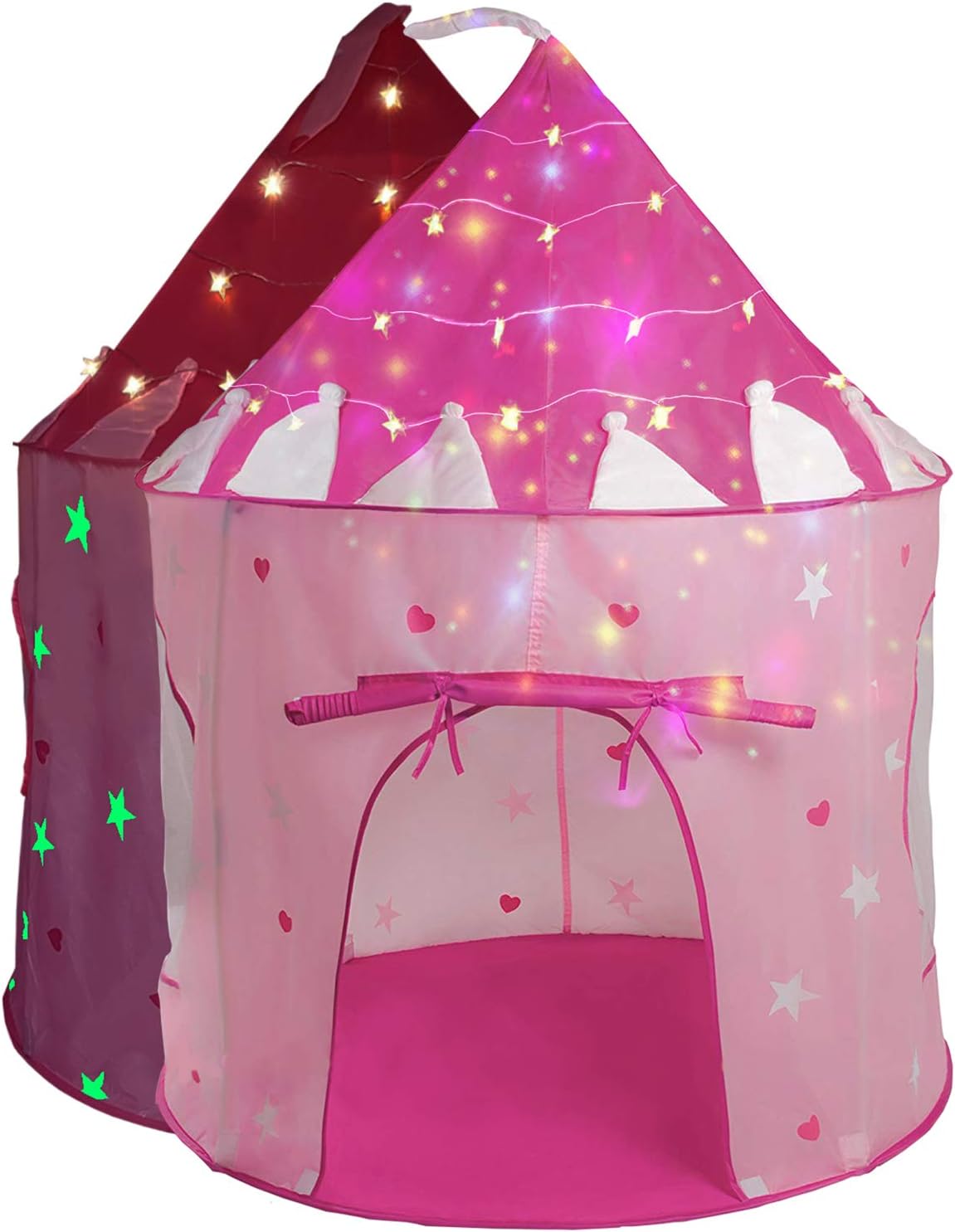Princess Pop Up Tent with Star Lights & Case | Indoor Castle Playhouse