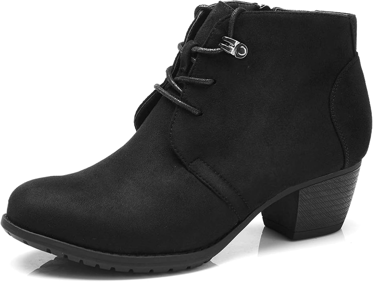 Stylish Women's Ankle Boots with Lace-up and Side Zipper