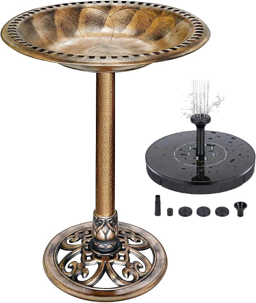 KKY 28 Inch Bird Bath Outdoor Garden Resin Lightweight Retro