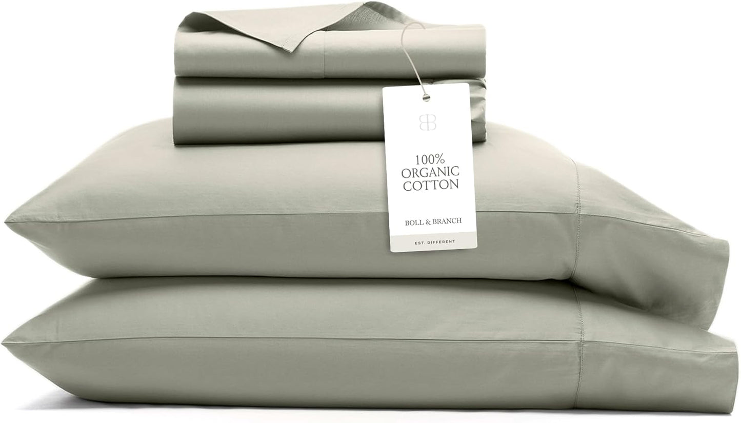 BOLL & BRANCH Signature Hemmed Sheet Set - King, Sageleaf Luxury