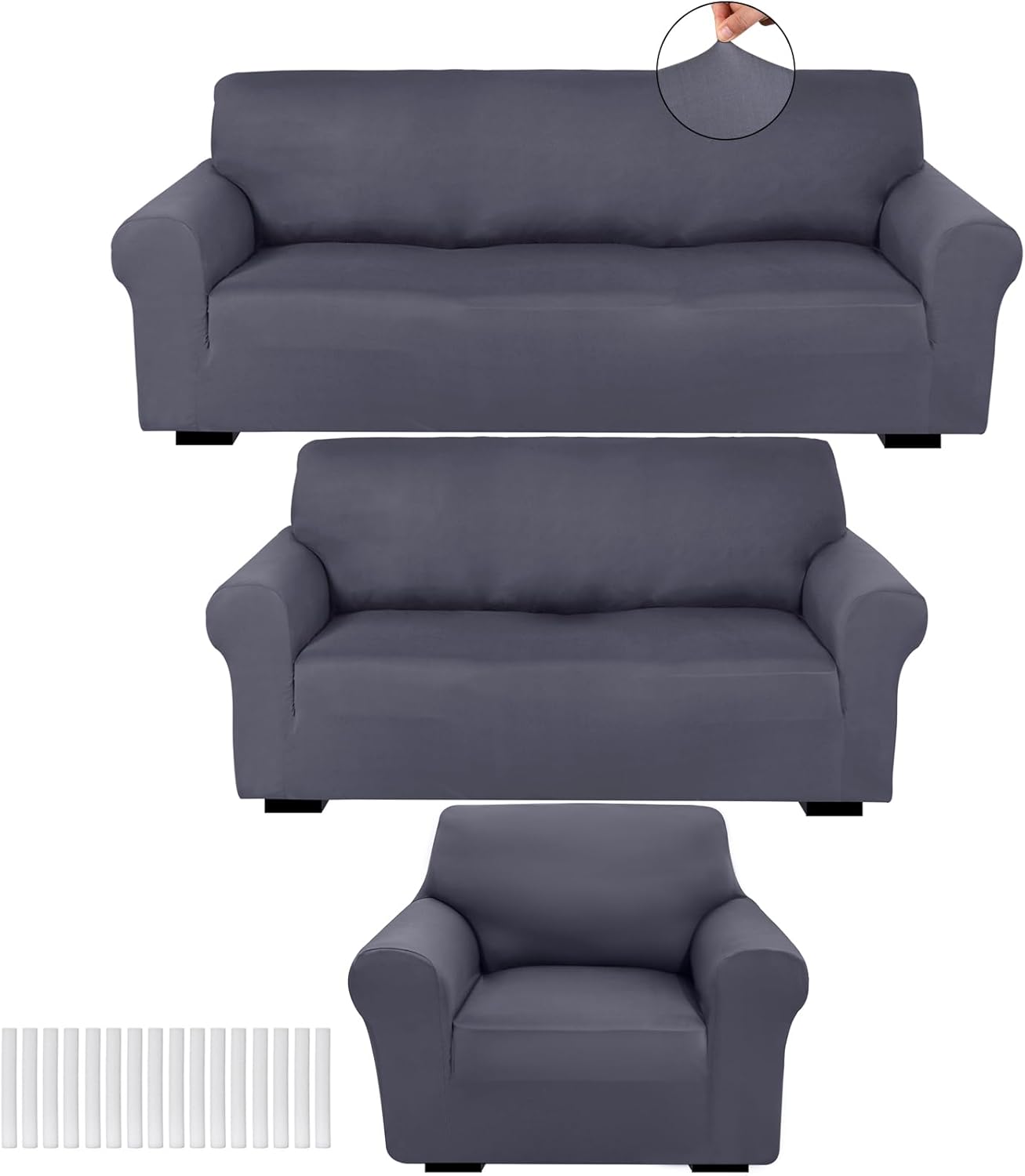 Peryiter 3 Pcs Slipcover Set for Couch Furniture Protection