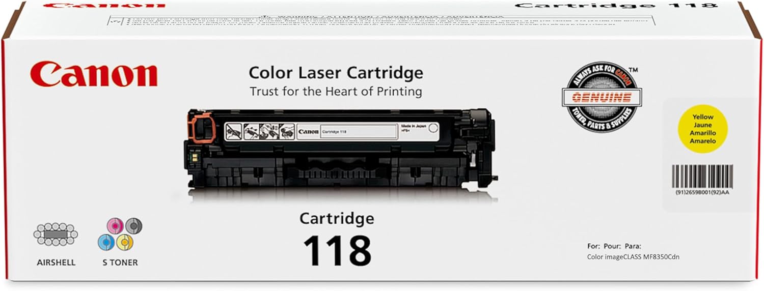 Canon Genuine 118 Yellow Toner Cartridge for MF720 Series
