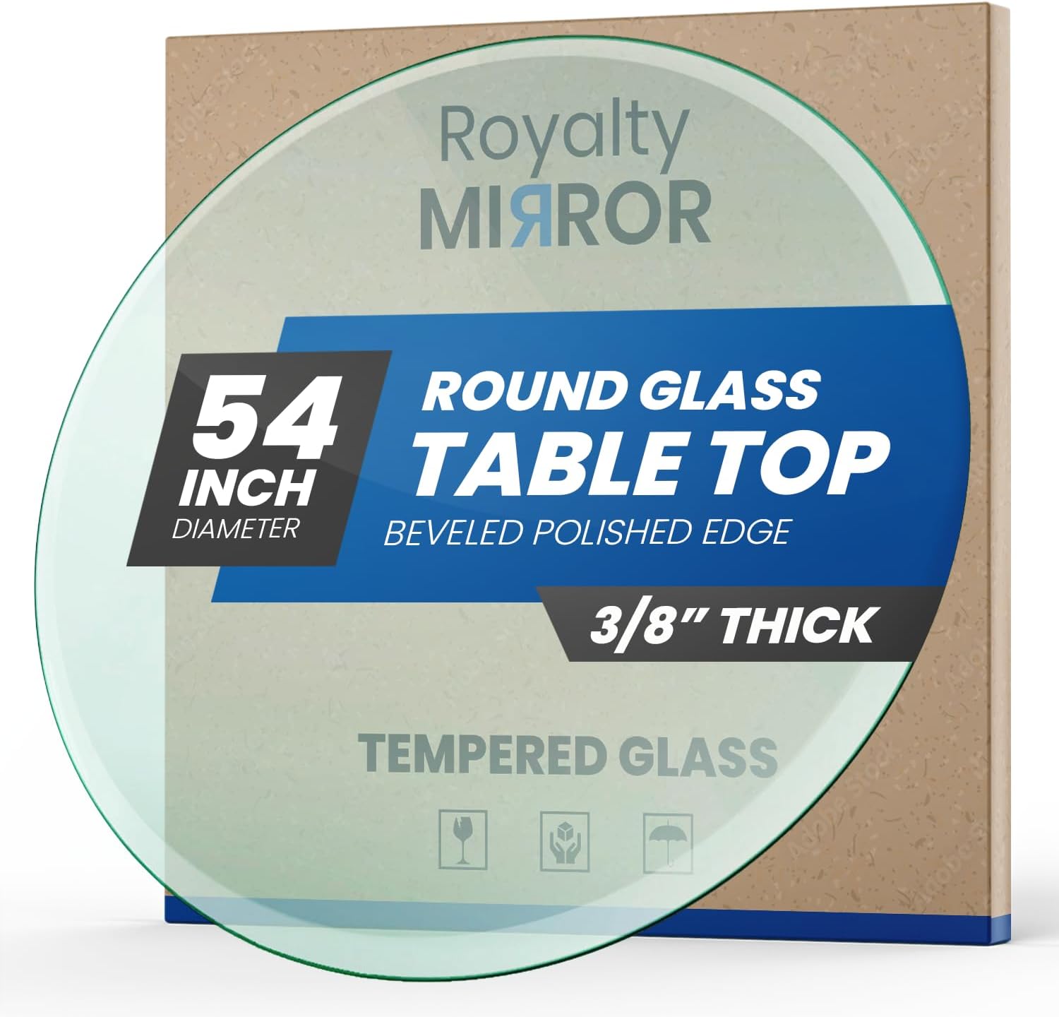 Royalty 54 Inch Round Tempered Glass Table Top for Safety