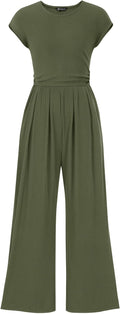 Women's Ribbed Summer Jumpsuit with Wide Leg - Comfortable Stretch Fit