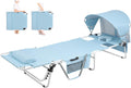 Tanning Chair with Sun Canopy Face Hole - Heavy Duty Reclining Lounger