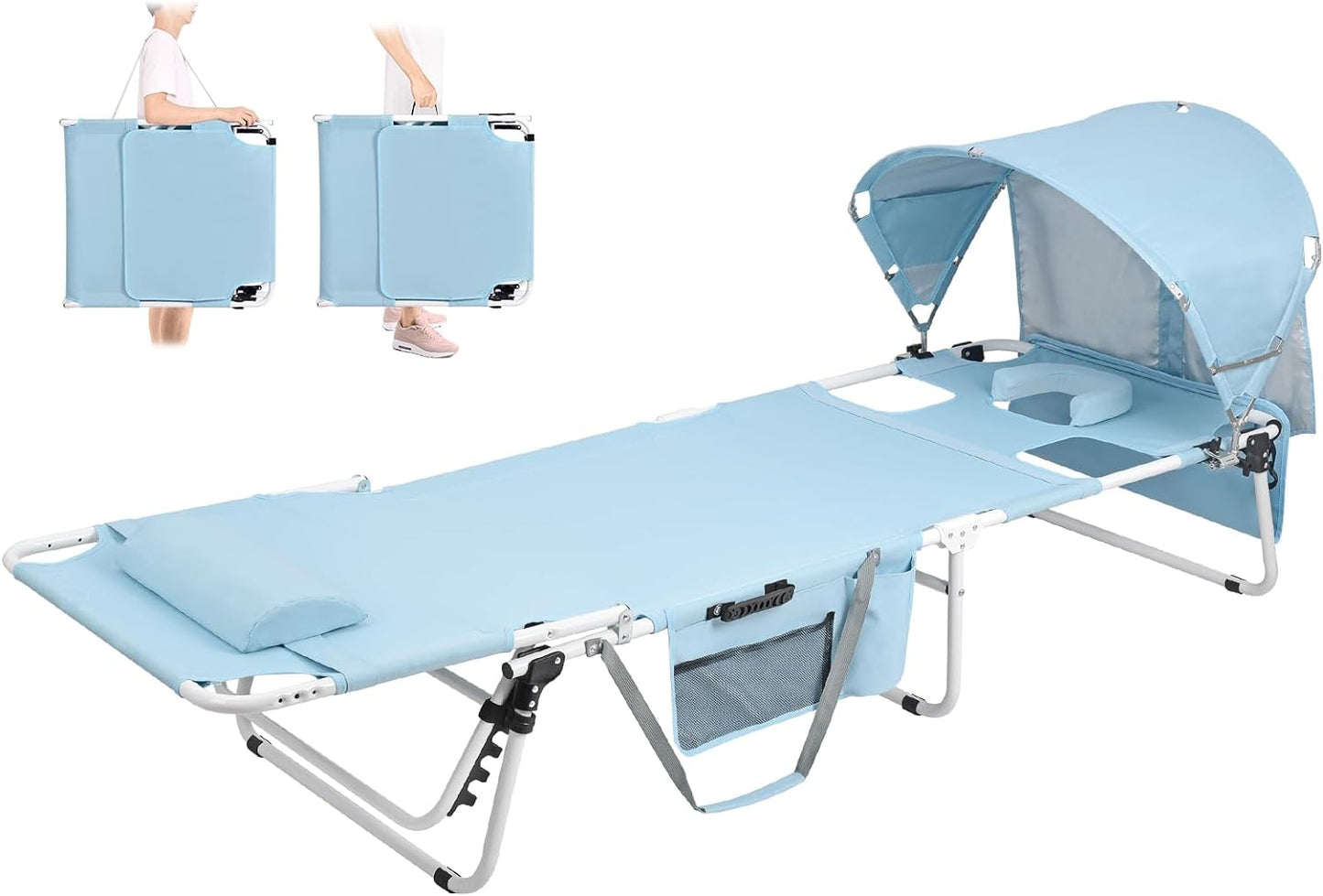 Sun Shade Tanning Chair: Heavy Duty, 5-Position Reclining, UPF 50+