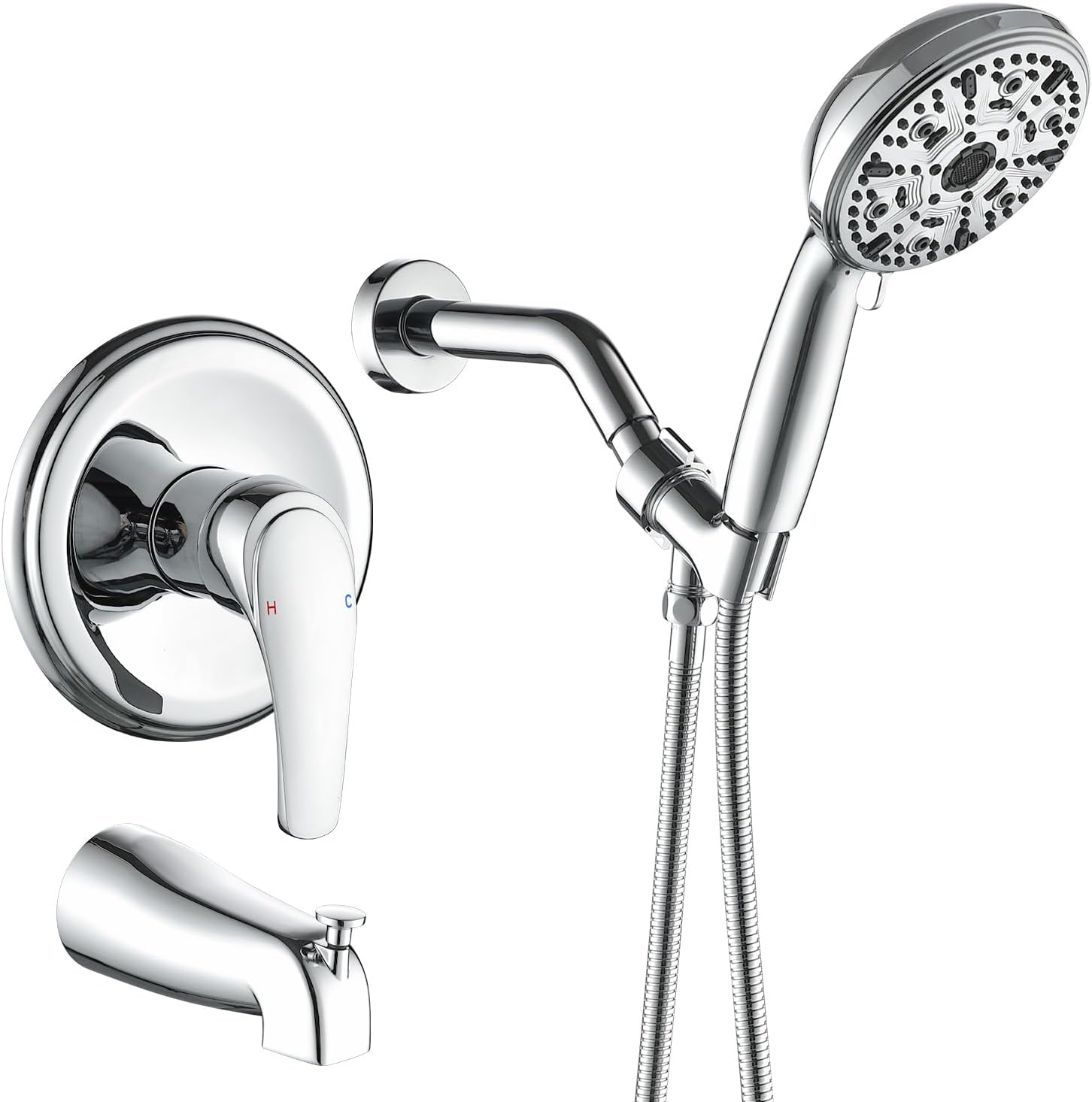 Tub Shower Faucet Set with 10 Spray Handheld Shower Features