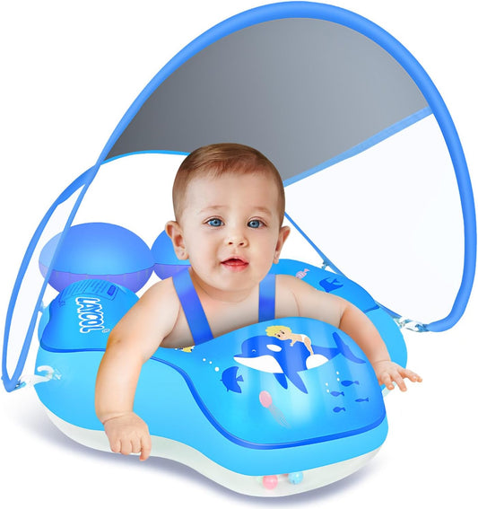 LAYCOL Baby Pool Float with UPF50+ Canopy: Never Flip Over!